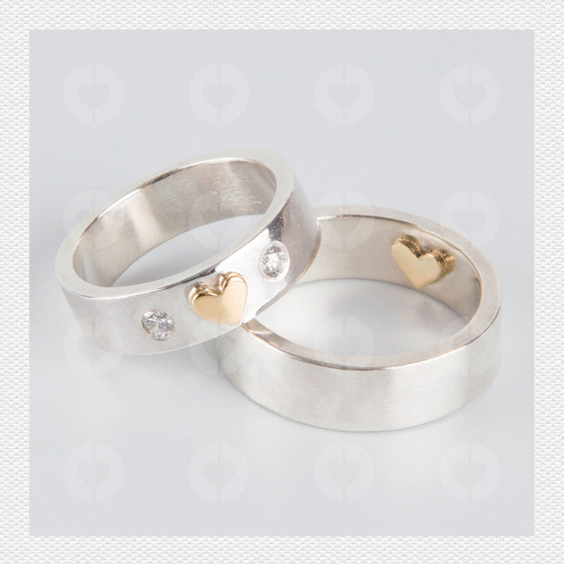 Wedding Rings Gold Hearts with Brilliants